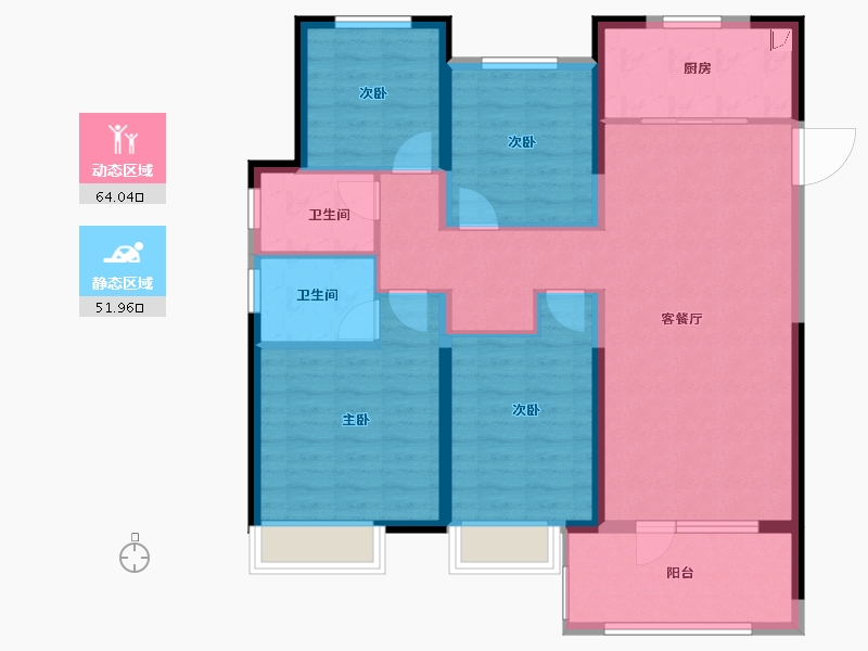 山东省-潍坊市-金大地天泰城-104.00-户型库-动静分区