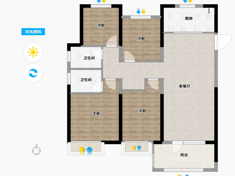 山东省-潍坊市-金大地天泰城-104.00-户型库-采光通风