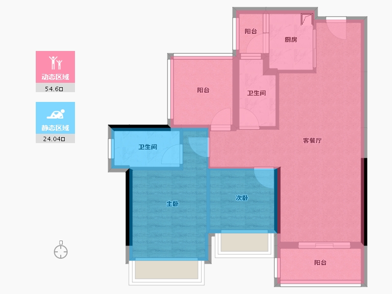 广东省-中山市-龙光·玖誉府-69.47-户型库-动静分区