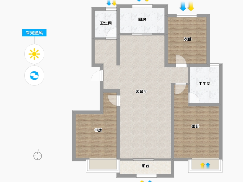 天津-天津市-保利天汇-96.00-户型库-采光通风