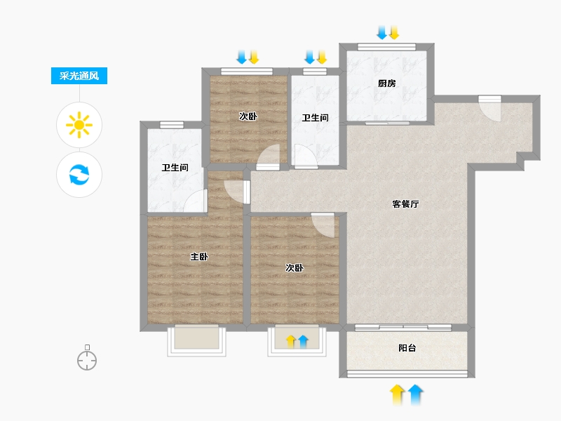 天津-天津市-运河文化城188-92.00-户型库-采光通风