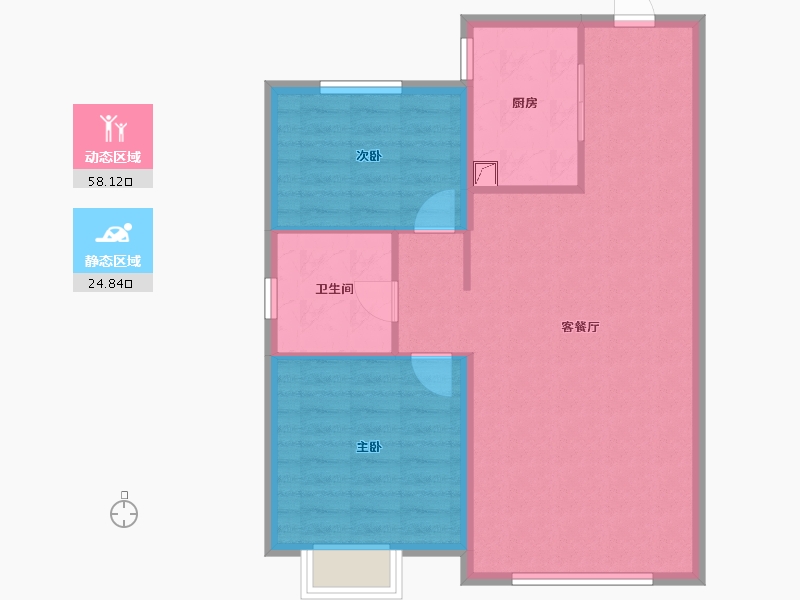 黑龙江省-哈尔滨市-金地峯范-75.43-户型库-动静分区