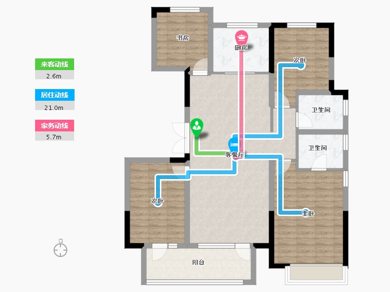 山东省-淄博市-淄博周村吾悦广场​-111.95-户型库-动静线