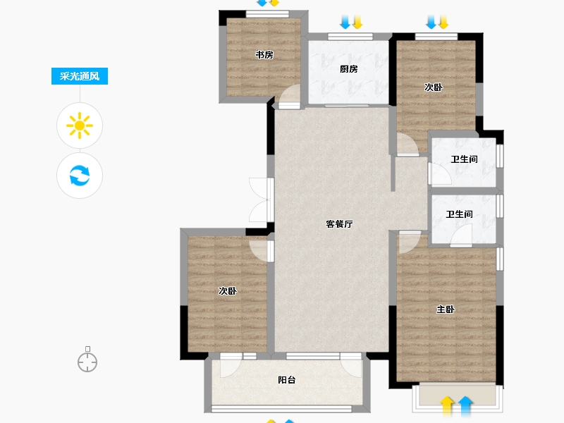 山东省-淄博市-淄博周村吾悦广场​-111.95-户型库-采光通风