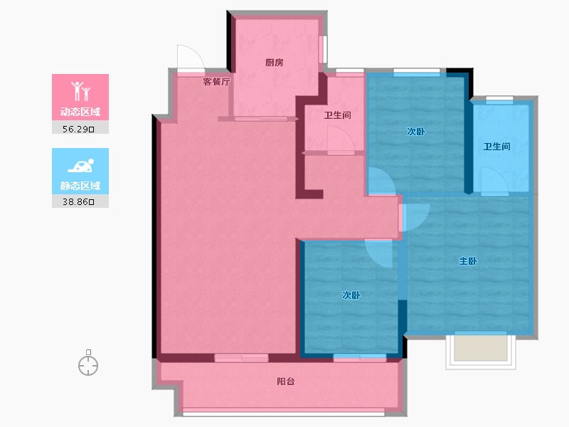 江苏省-常州市-弘阳上坤云峯-84.80-户型库-动静分区