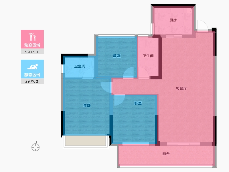 四川省-宜宾市-恒润安宁府-87.84-户型库-动静分区