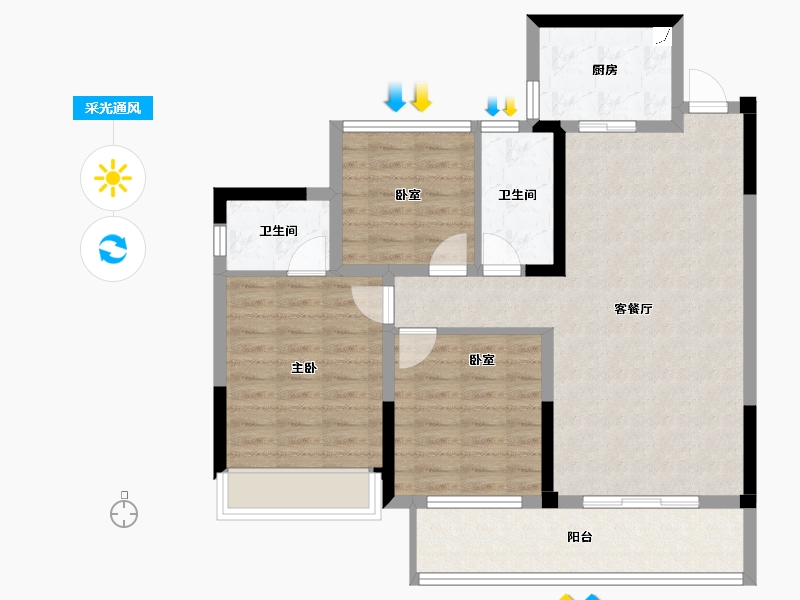 四川省-宜宾市-恒润安宁府-87.84-户型库-采光通风