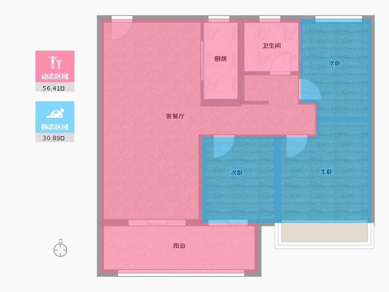 陕西省-咸阳市-金科集美嘉悦-78.40-户型库-动静分区