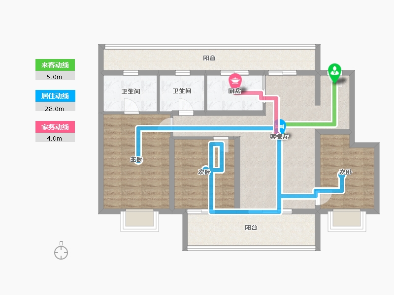 江苏省-南京市-孔雀城湖畔澜庭-94.99-户型库-动静线