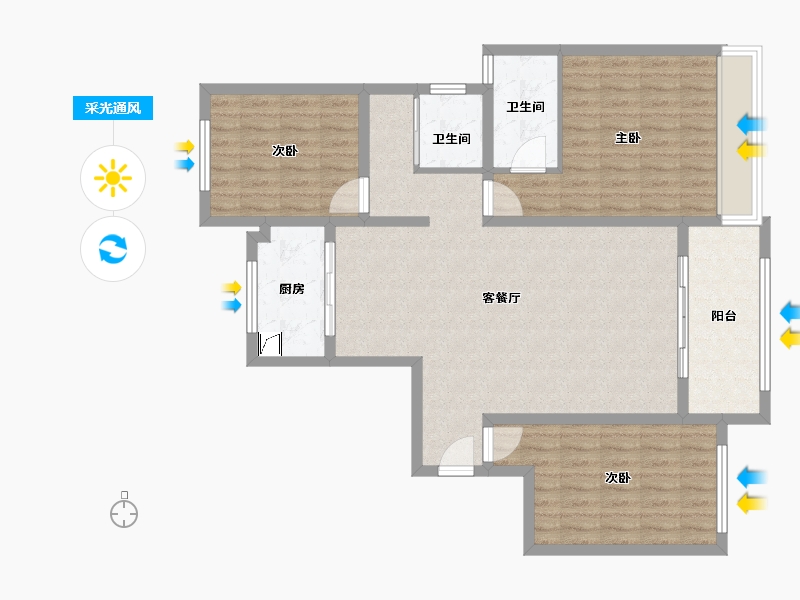 河南省-安阳市-泰和府商住小区-105.00-户型库-采光通风