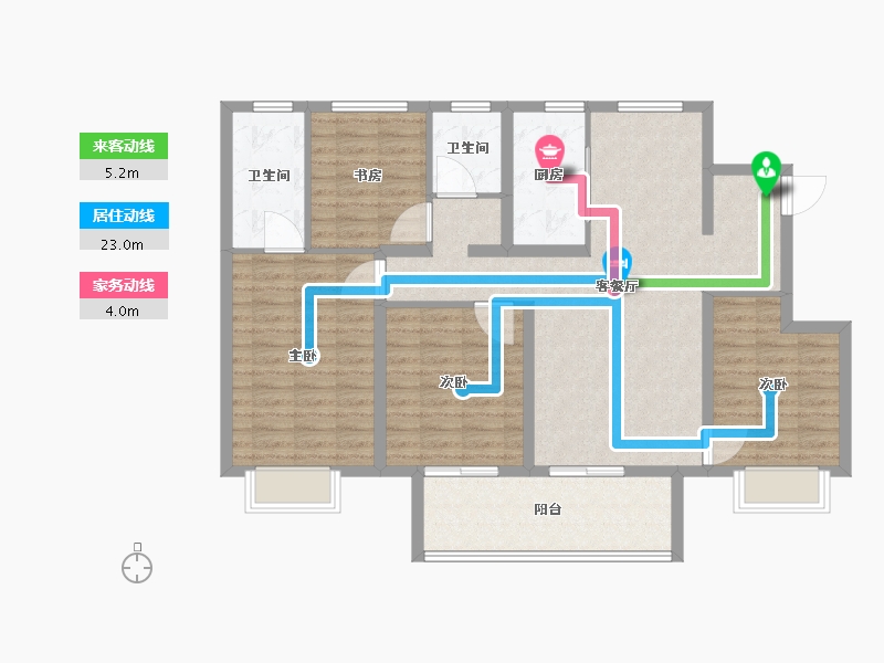 江苏省-南京市-孔雀城湖畔澜庭-107.01-户型库-动静线