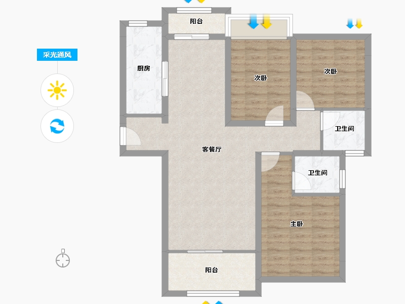 广东省-珠海市-家和城-88.76-户型库-采光通风