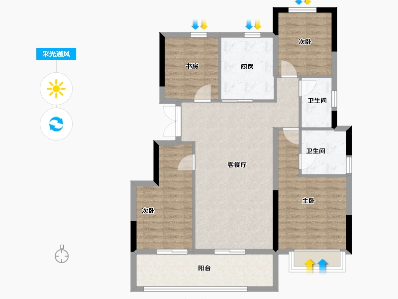 浙江省-宁波市-荣安柳岸风荷-94.49-户型库-采光通风