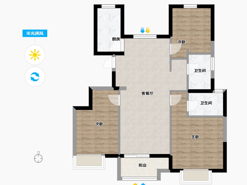 天津-天津市-台景誉峰-86.28-户型库-采光通风