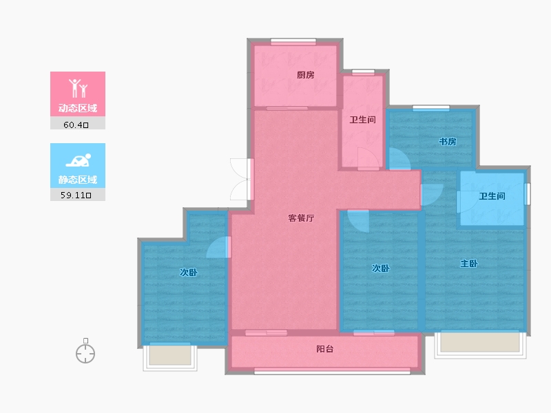 浙江省-宁波市-荣安柳岸风荷-107.20-户型库-动静分区