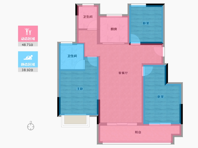 浙江省-嘉兴市-龙湖·蔚澜香缇-77.60-户型库-动静分区