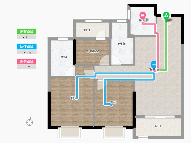 浙江省-宁波市-笙花府-88.43-户型库-动静线