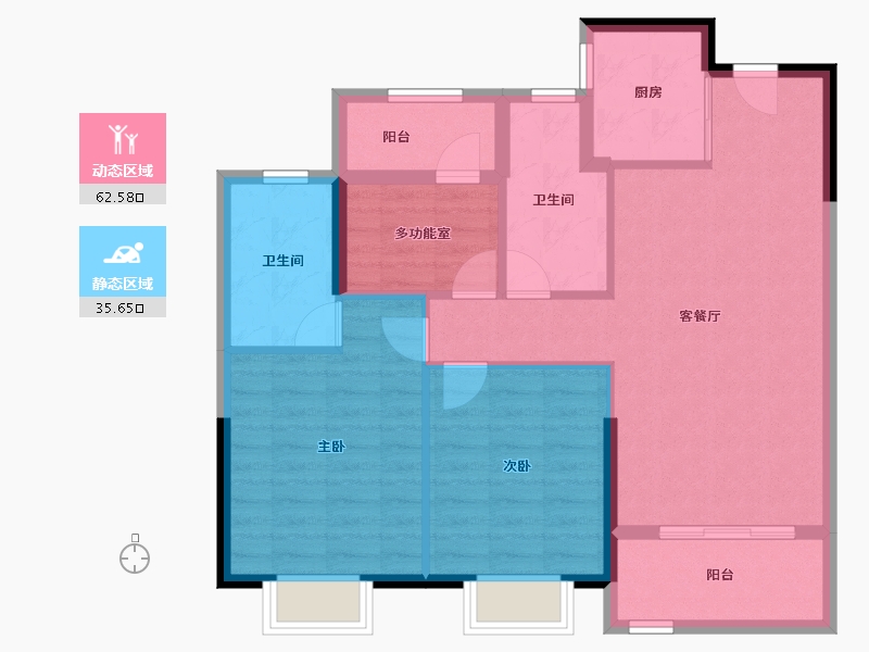 浙江省-宁波市-笙花府-88.43-户型库-动静分区