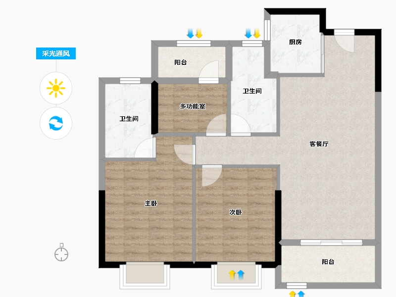 浙江省-宁波市-笙花府-88.43-户型库-采光通风