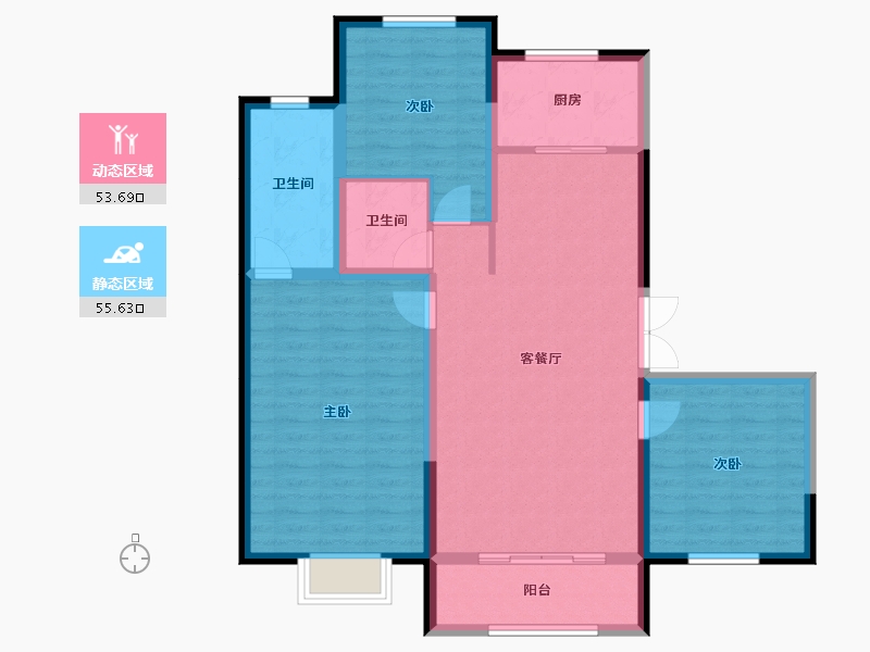 黑龙江省-哈尔滨市-江御府-98.54-户型库-动静分区