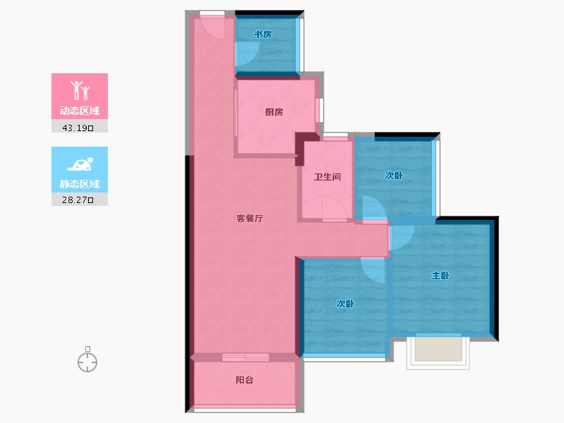 广东省-广州市-中建鄂旅投岭南悦府-71.60-户型库-动静分区