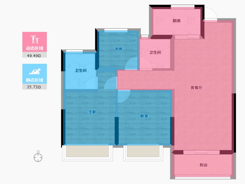 浙江省-嘉兴市-龙湖·蔚澜香缇-76.00-户型库-动静分区