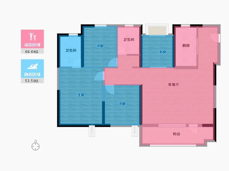 江苏省-常州市-弘阳上坤云峯-102.40-户型库-动静分区