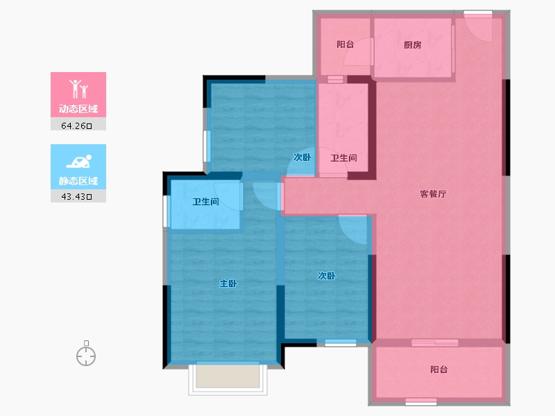 广西壮族自治区-河池市-大化恒刚天誉华府-96.53-户型库-动静分区