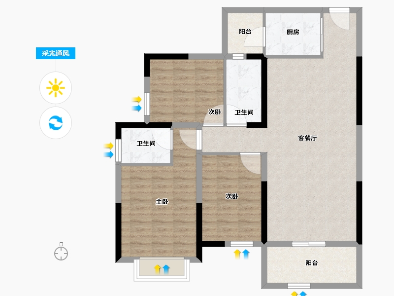 广西壮族自治区-河池市-大化恒刚天誉华府-96.53-户型库-采光通风