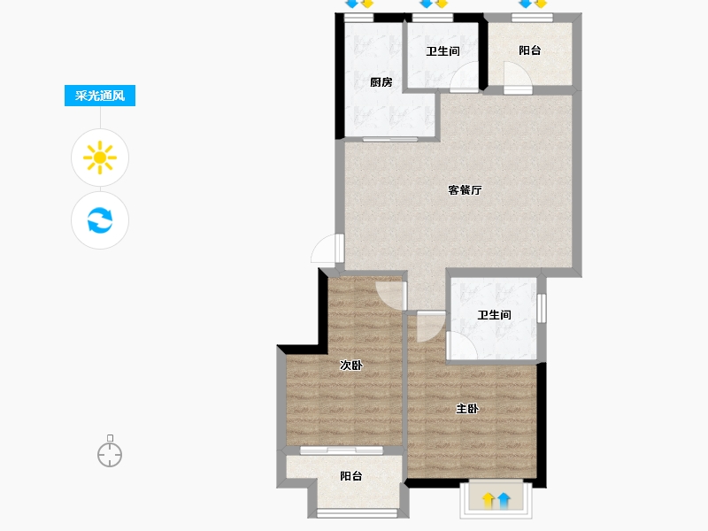 浙江省-宁波市-笙花府-77.49-户型库-采光通风