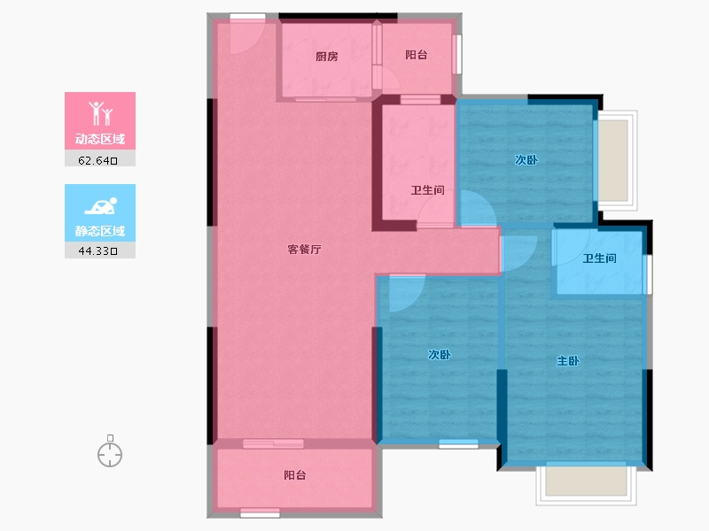 广西壮族自治区-河池市-大化恒刚天誉华府-96.31-户型库-动静分区