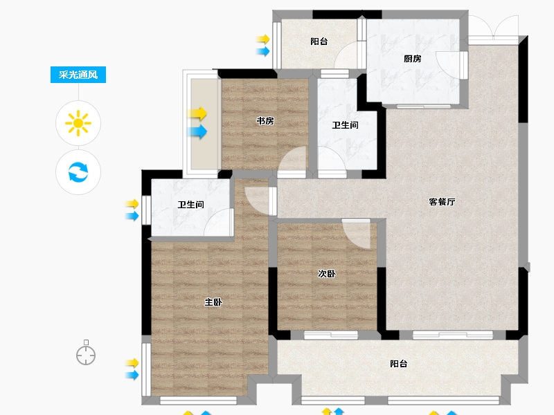 四川省-南充市-龙湾·凤凰台-95.00-户型库-采光通风