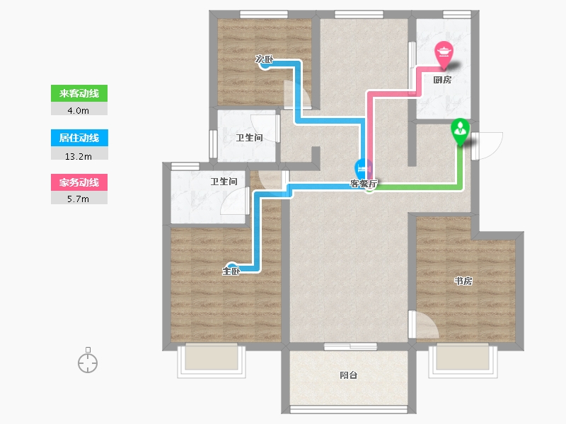 江苏省-南京市-孔雀城湖畔澜庭-90.00-户型库-动静线