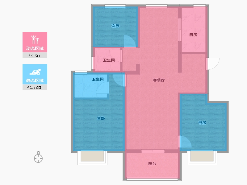 江苏省-南京市-孔雀城湖畔澜庭-90.00-户型库-动静分区