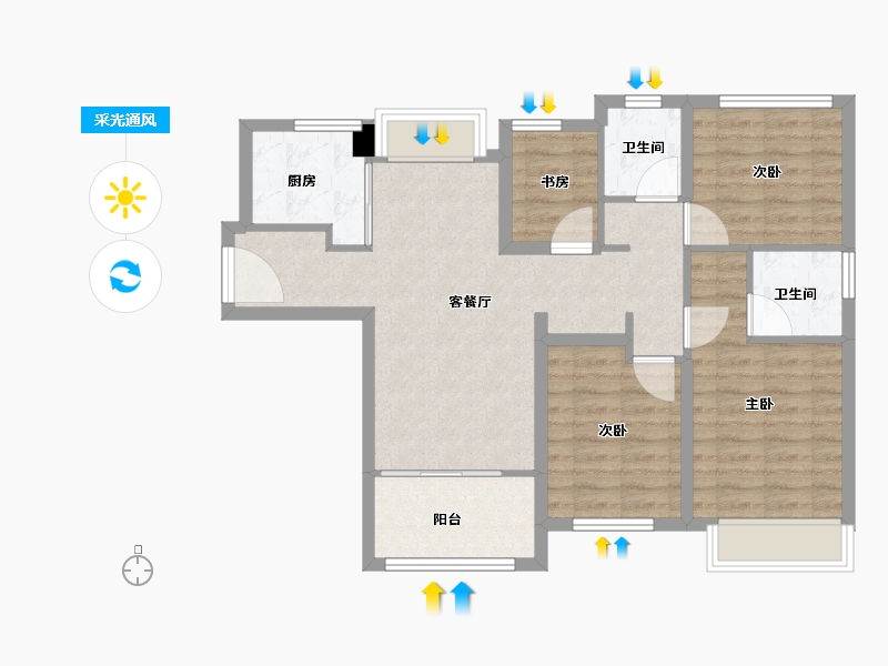 福建省-厦门市-​建发文澜和著二期-82.31-户型库-采光通风