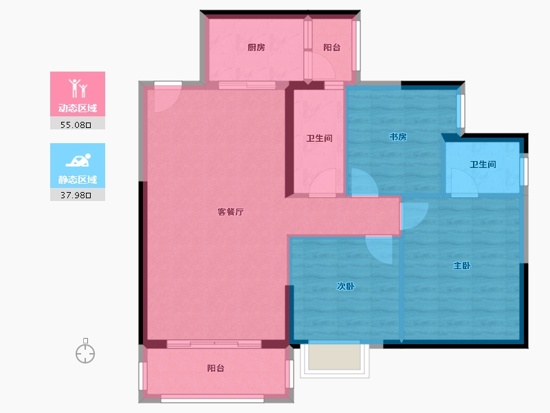 广东省-广州市-花东侨雅苑-83.86-户型库-动静分区