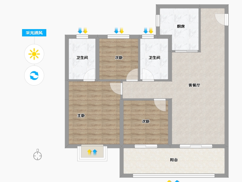 陕西省-咸阳市-金科集美嘉悦-88.00-户型库-采光通风