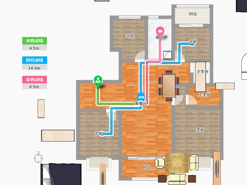 浙江省-宁波市-科创紫荆府-98.41-户型库-动静线