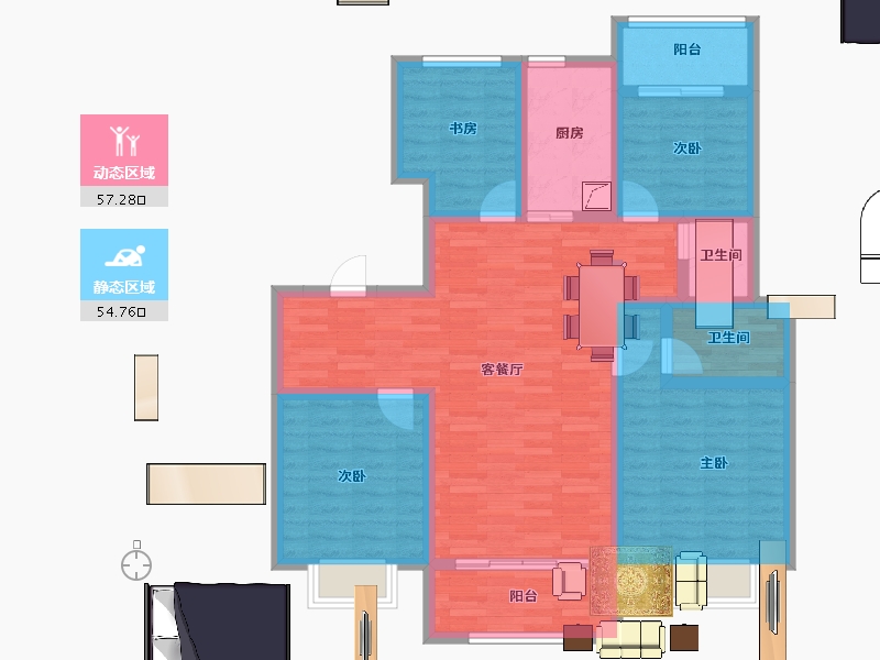 浙江省-宁波市-科创紫荆府-98.41-户型库-动静分区