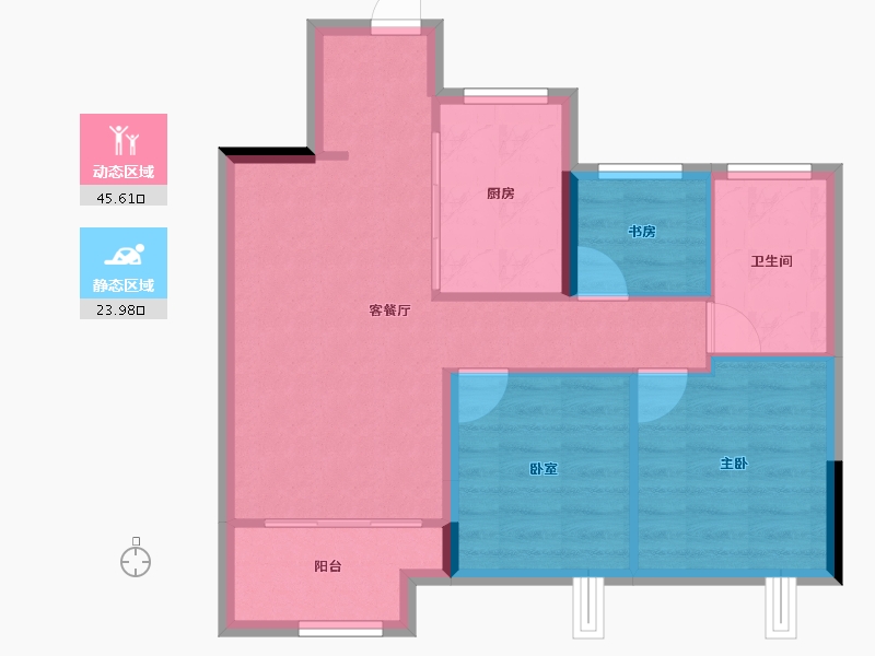 浙江省-嘉兴市-鸿栩·蔚蓝海岸府-62.40-户型库-动静分区