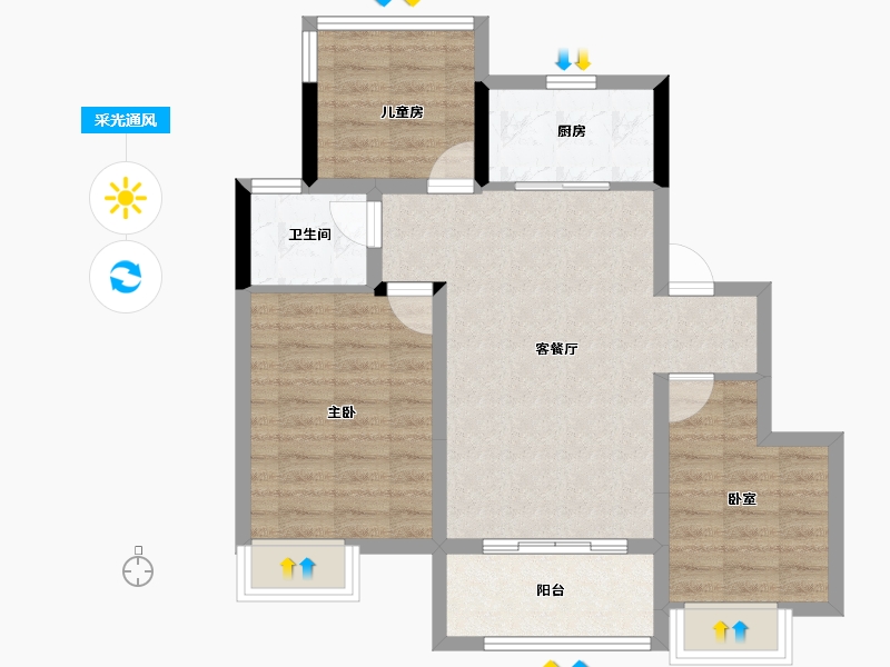 安徽省-合肥市-和悦庐鸣-70.40-户型库-采光通风