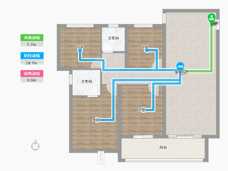 陕西省-咸阳市-金科集美嘉悦-104.00-户型库-动静线