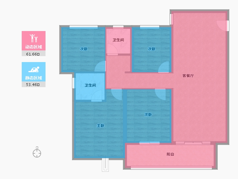 陕西省-咸阳市-金科集美嘉悦-104.00-户型库-动静分区