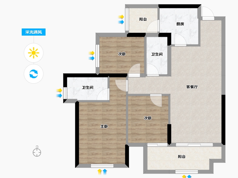 广西壮族自治区-玉林市-玉林绿地城-83.10-户型库-采光通风