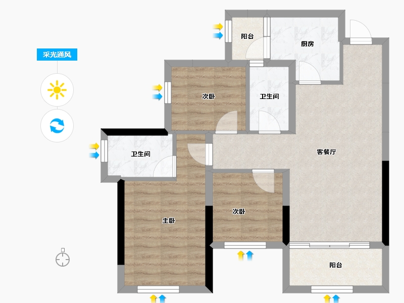 广西壮族自治区-玉林市-玉林绿地城-70.49-户型库-采光通风