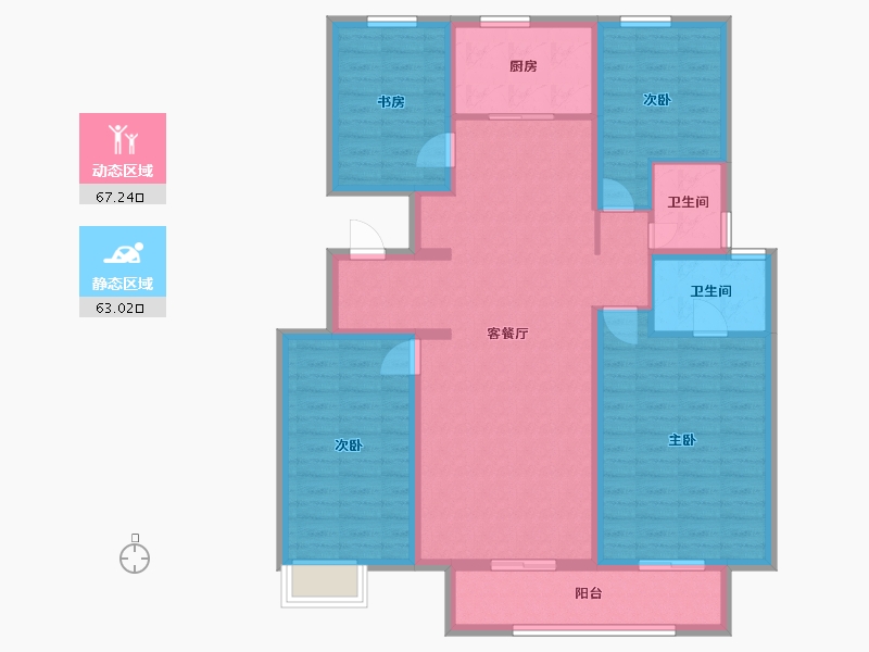 陕西省-西安市-龙记观园-126.00-户型库-动静分区