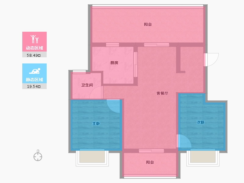 江苏省-南京市-孔雀城湖畔澜庭-69.00-户型库-动静分区