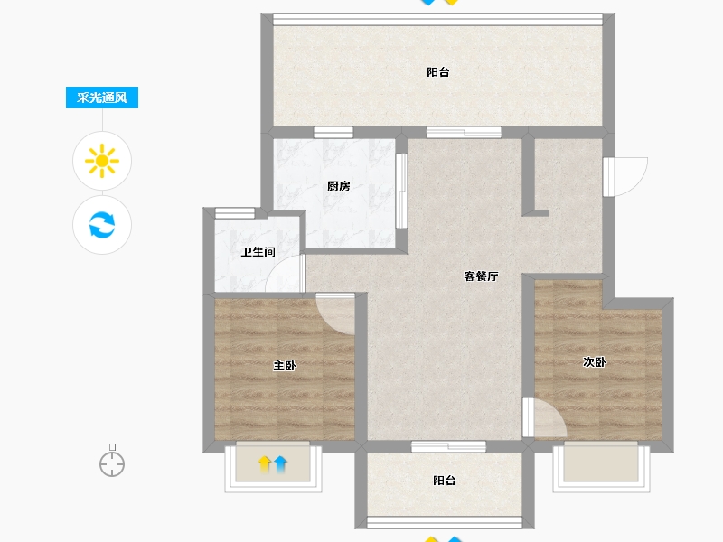 江苏省-南京市-孔雀城湖畔澜庭-69.00-户型库-采光通风