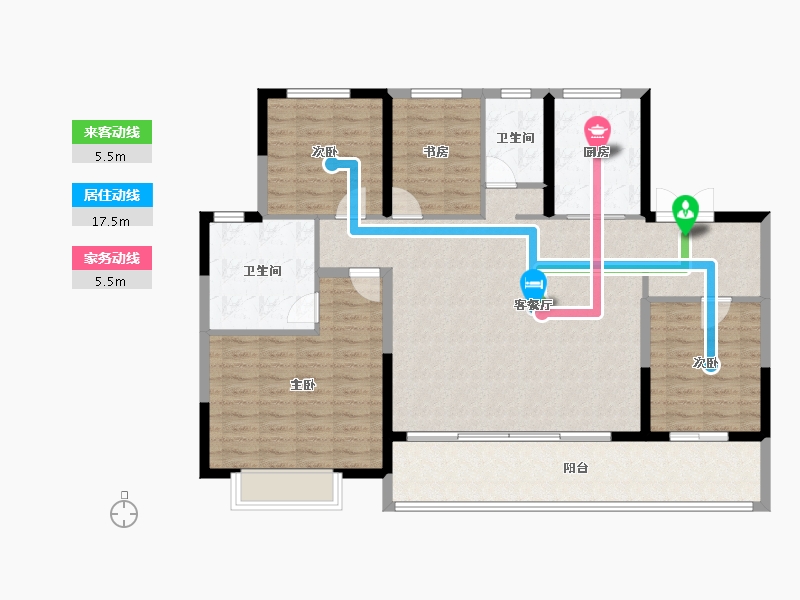 陕西省-咸阳市-鑫苑·品悦集-127.99-户型库-动静线