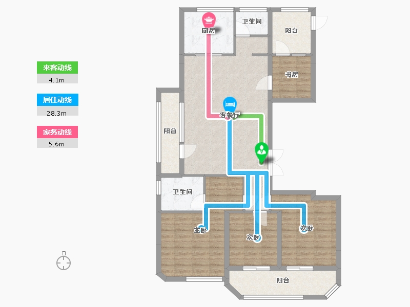 浙江省-金华市-现代城市花园-103.84-户型库-动静线